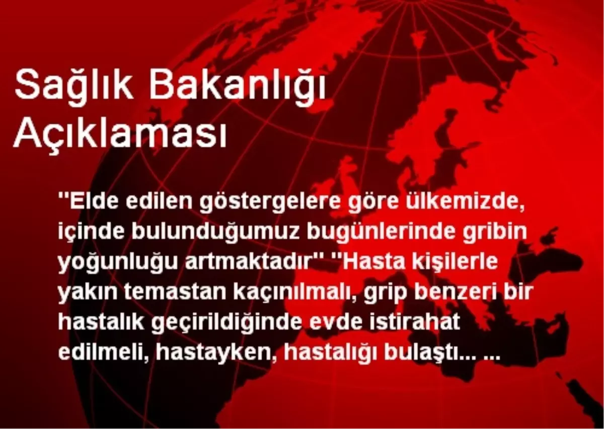 Sağlık Bakanlığı Açıklaması