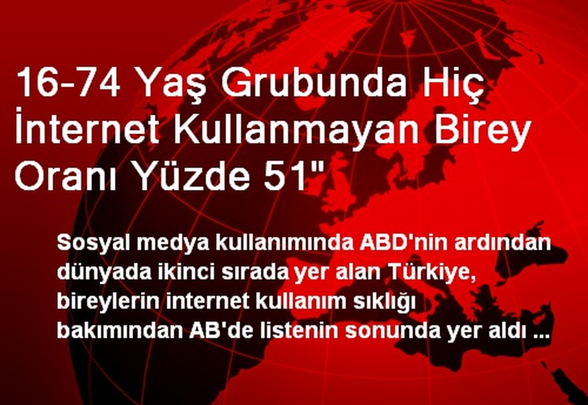 16-74 Yaş Grubunda Hiç İnternet Kullanmayan Birey Oranı Yüzde 51"