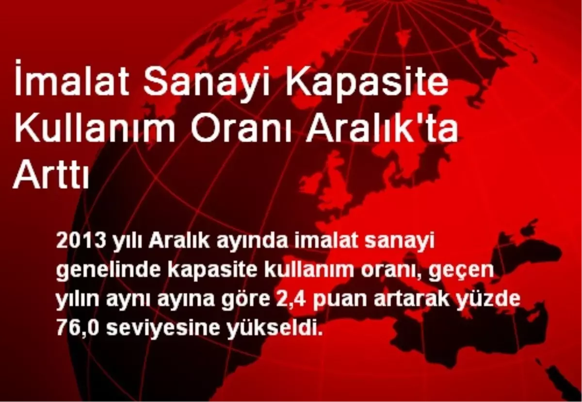 İmalat Sanayi Kapasite Kullanım Oranı Aralık\'ta Arttı