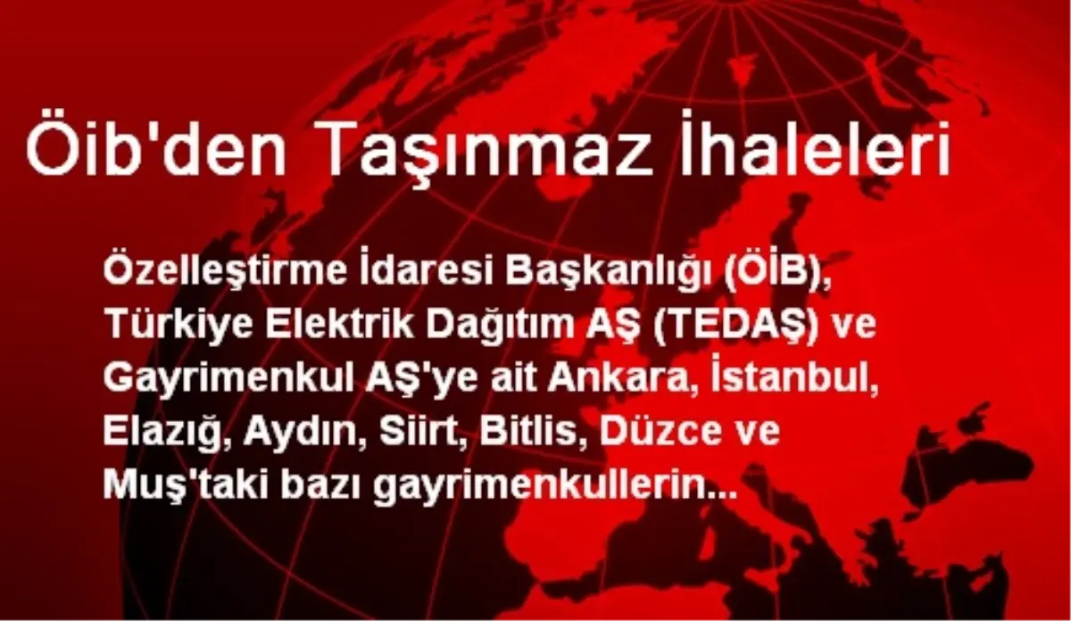 Öib\'den Taşınmaz İhaleleri