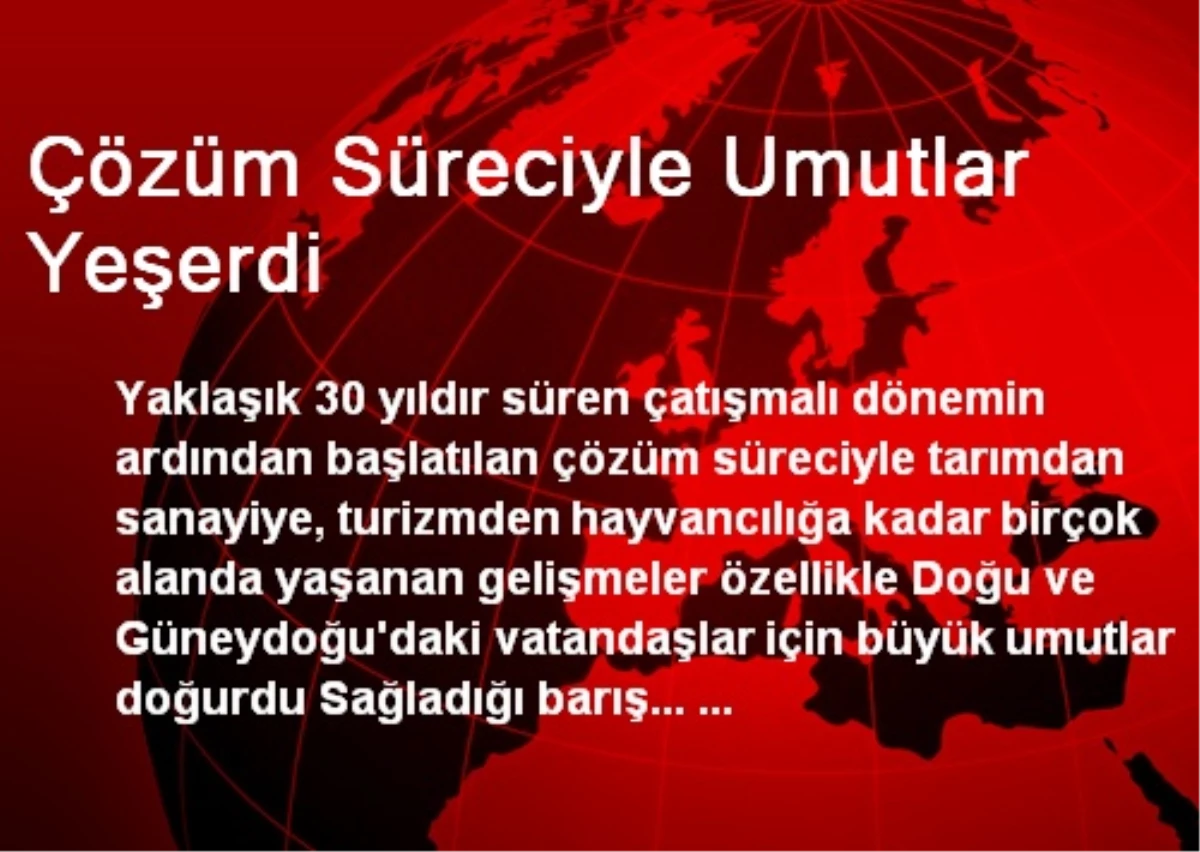 Çözüm Süreciyle Umutlar Yeşerdi