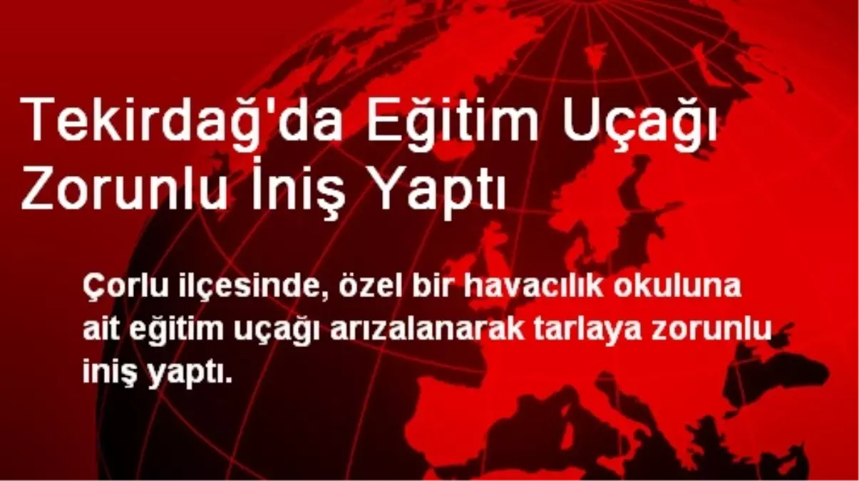 Tekirdağ\'da Eğitim Uçağı Zorunlu İniş Yaptı