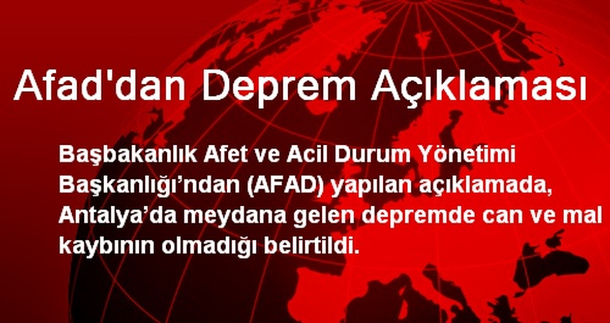 Antalya\'da Meydana Gelen Depremde Can ve Mal Kaybı Yok