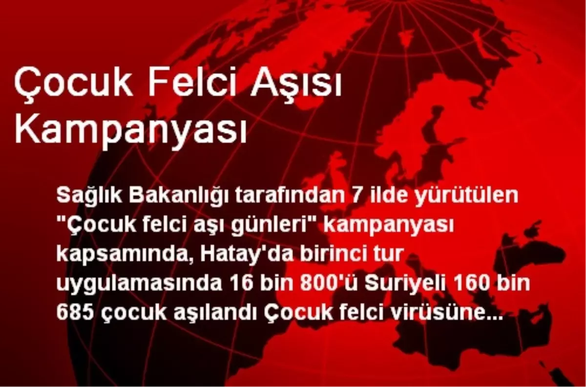 Çocuk Felci Aşısı Kampanyası