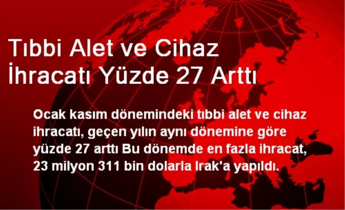 Tıbbi Alet ve Cihaz İhracatı Arttı