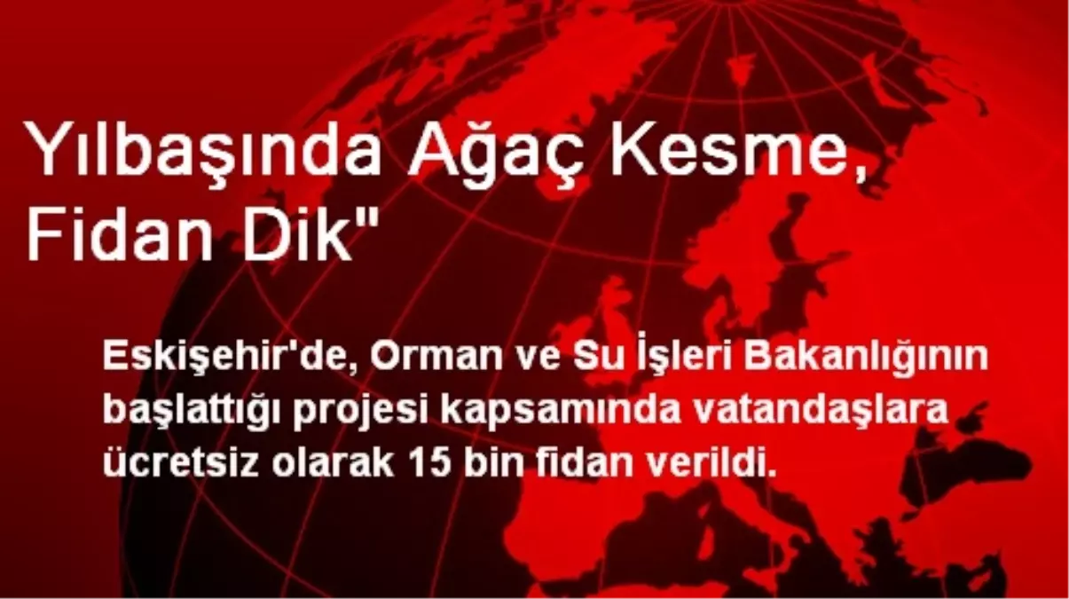 Yılbaşında Ağaç Kesme, Fidan Dik"