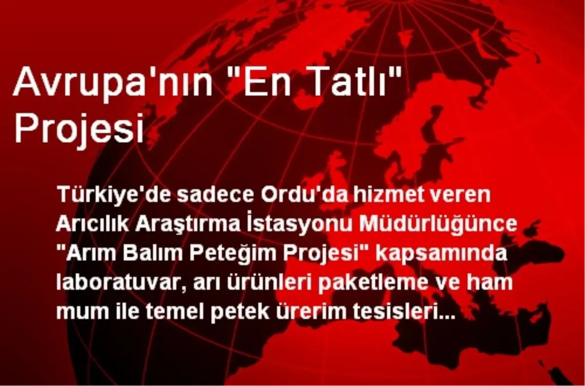 Avrupa\'nın "En Tatlı" Projesi