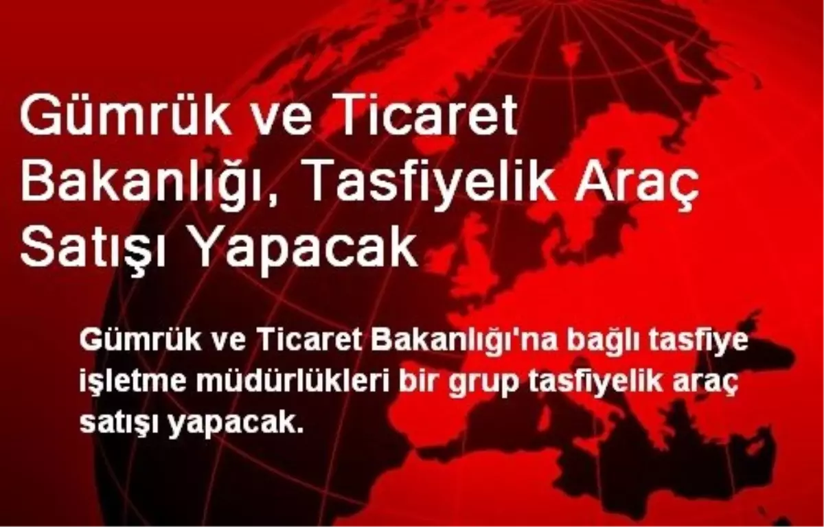 Gümrük ve Ticaret Bakanlığı, Tasfiyelik Araç Satışı Yapacak