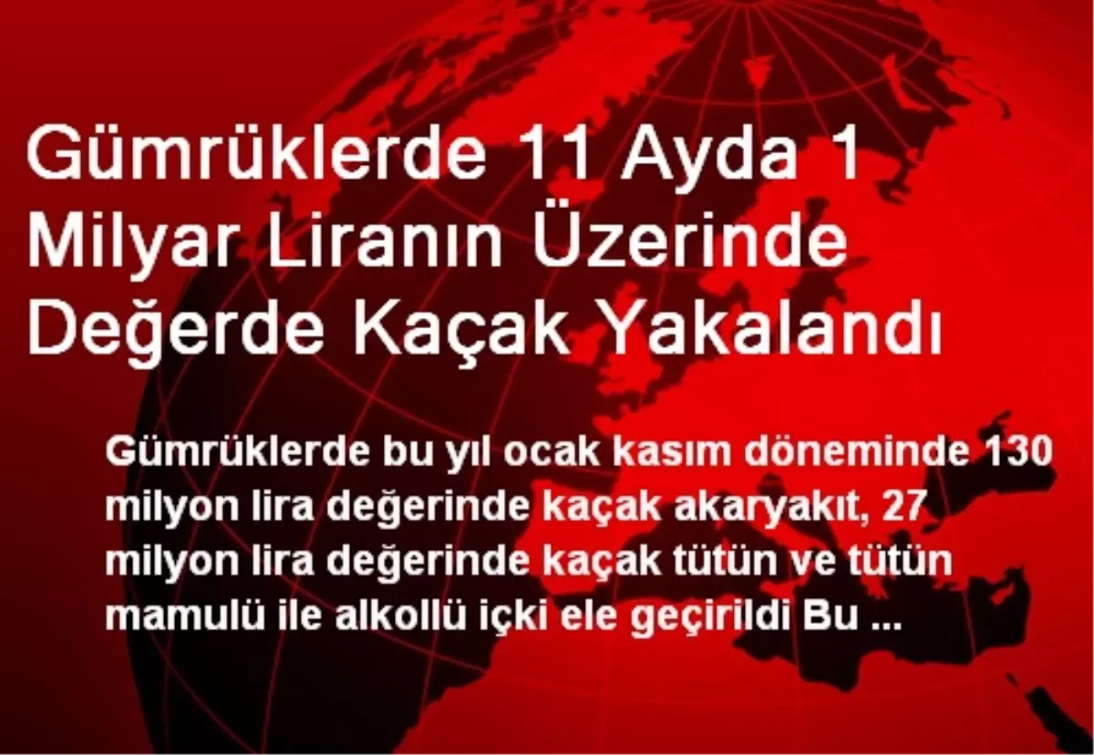 Gümrüklerde 11 Ayda 1 Milyar Liranın Üzerinde Değerde Kaçak Yakalandı