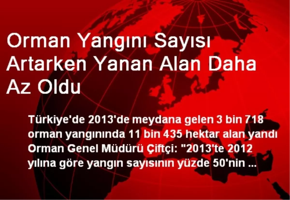 Orman Yangını Sayısı Artarken Yanan Alan Daha Az Oldu