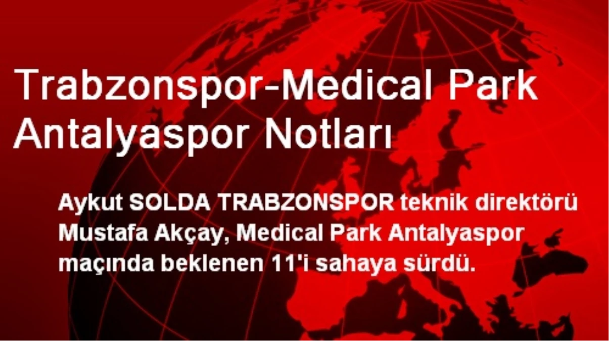 Trabzonspor-Medical Park Antalyaspor Notları