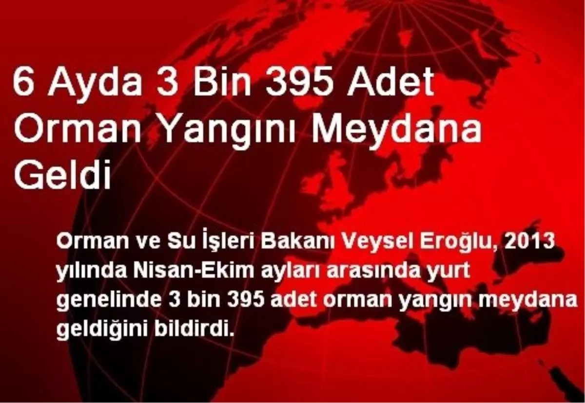 6 Ayda 3 Bin 395 Adet Orman Yangını Meydana Geldi