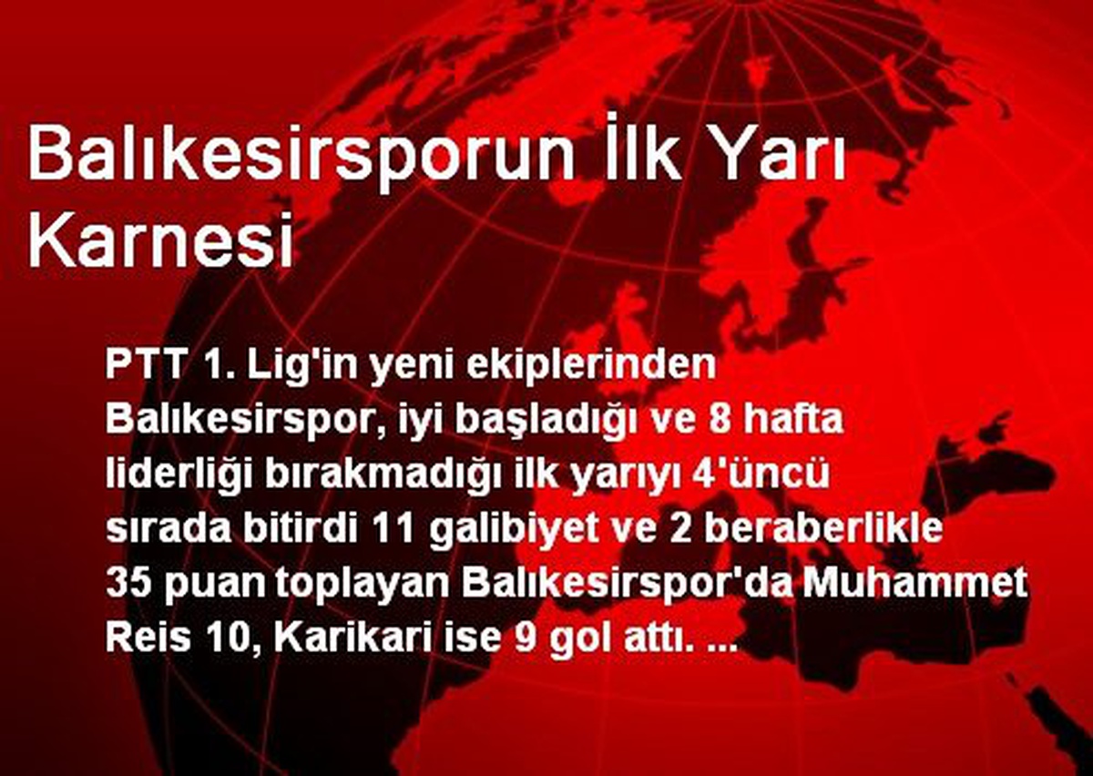 Balıkesirsporun İlk Yarı Karnesi