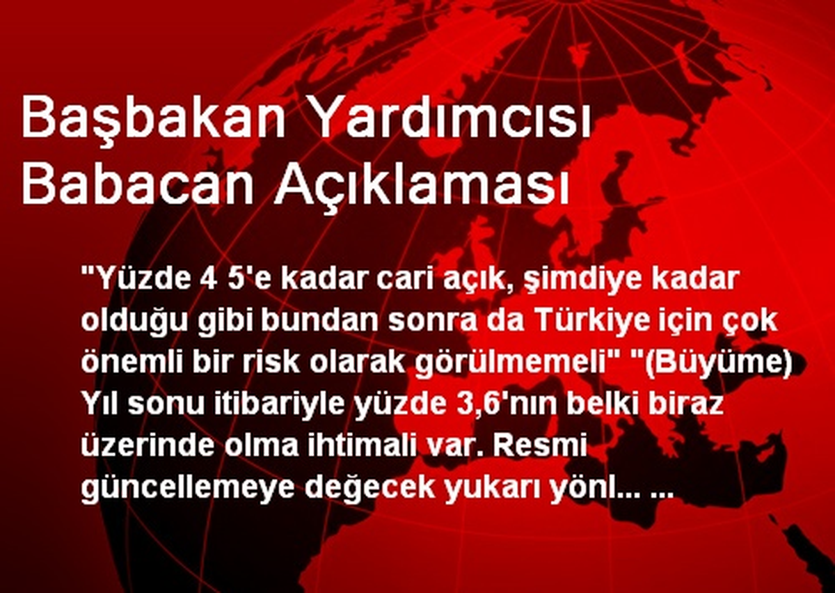Başbakan Yardımcısı Babacan Açıklaması