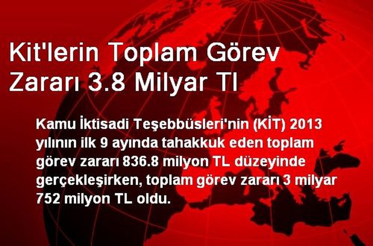 Kit\'lerin Toplam Görev Zararı 3.8 Milyar Tl