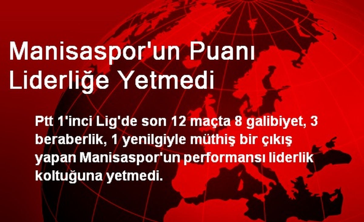 Manisaspor\'un Puanı Liderliğe Yetmedi