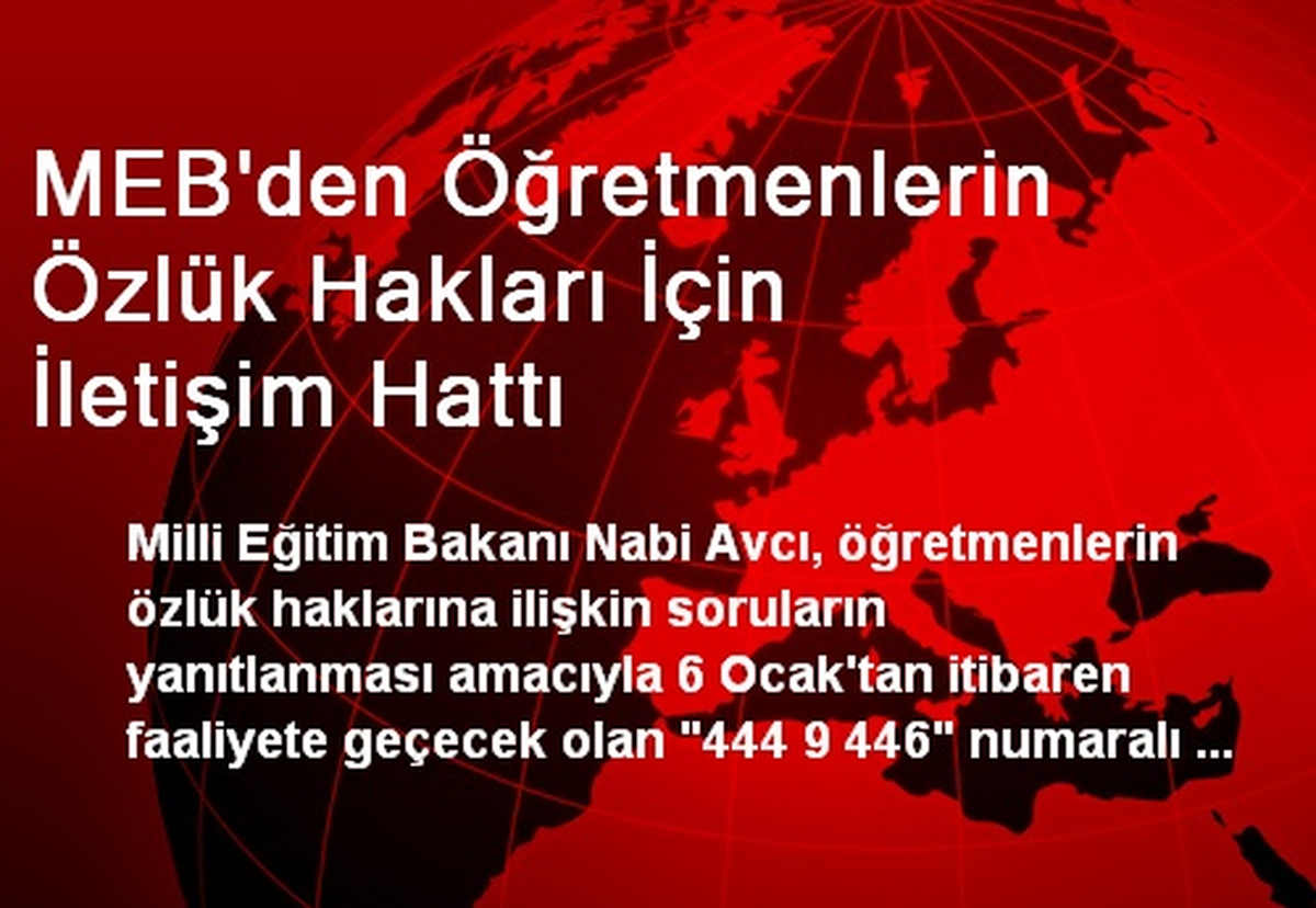 MEB\'den Öğretmenlerin Özlük Hakları İçin İletişim Hattı