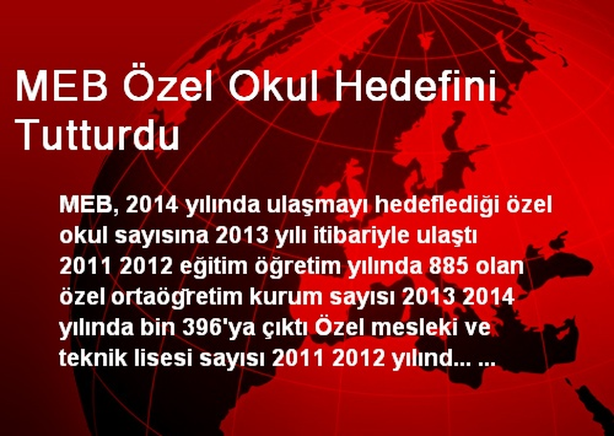 MEB Özel Okul Hedefini Tutturdu