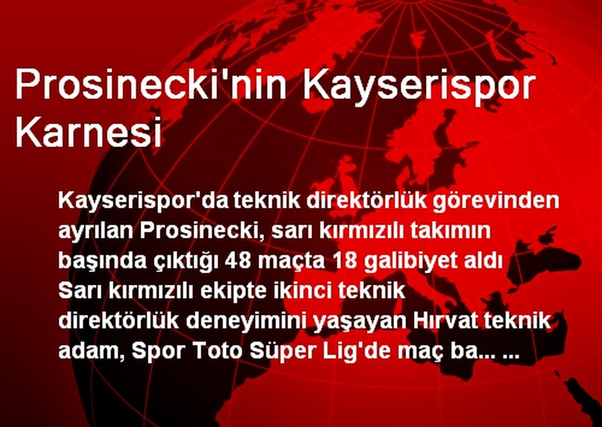 Prosinecki\'nin Kayserispor Karnesi