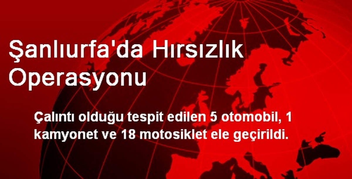 Şanlıurfa\'da Hırsızlık Operasyonu