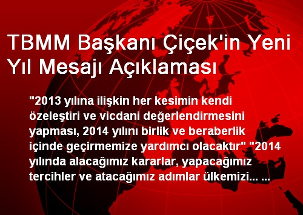 TBMM Başkanı Çiçek\'ten Yeni Yıl Mesajı