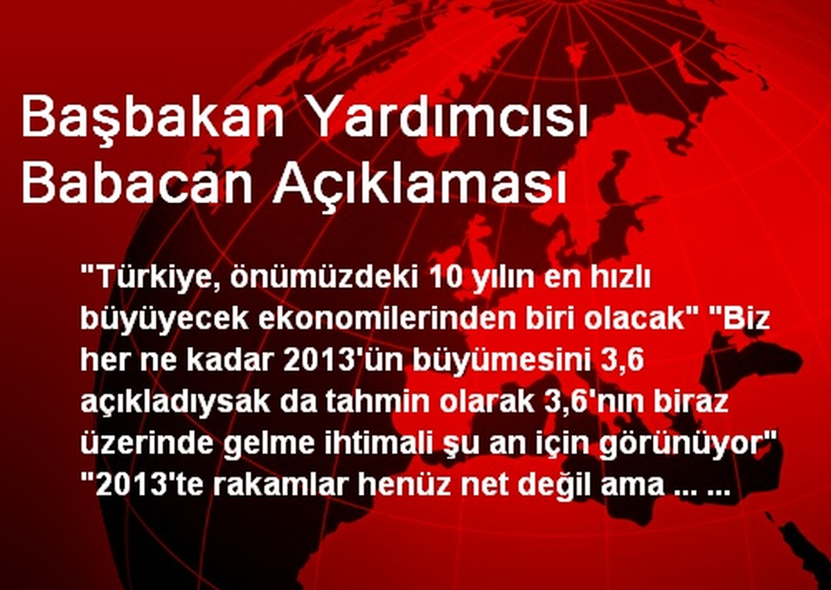 Başbakan Yardımcısı Babacan Açıklaması