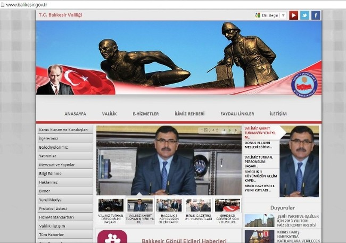 Valiliğin İnternet Sitesinde Yeni Yıl Değişimi
