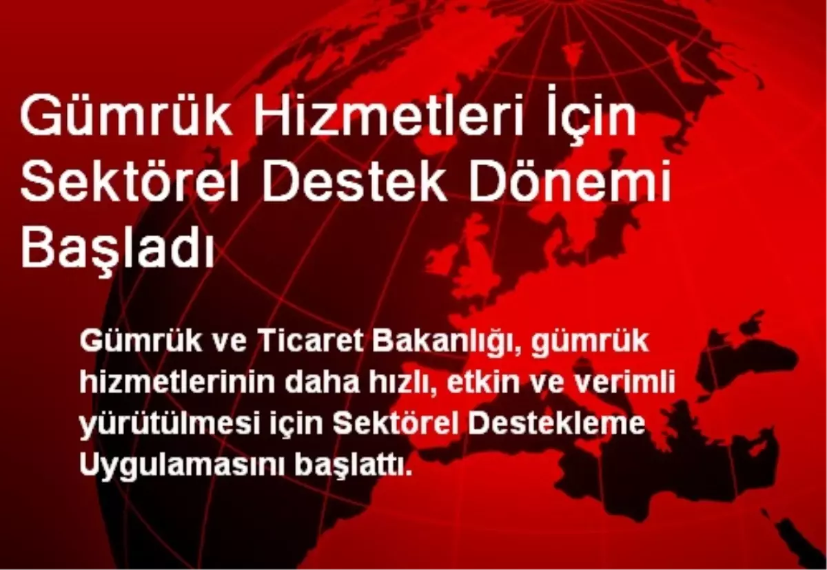 Gümrük Hizmetleri İçin Sektörel Destek Dönemi Başladı