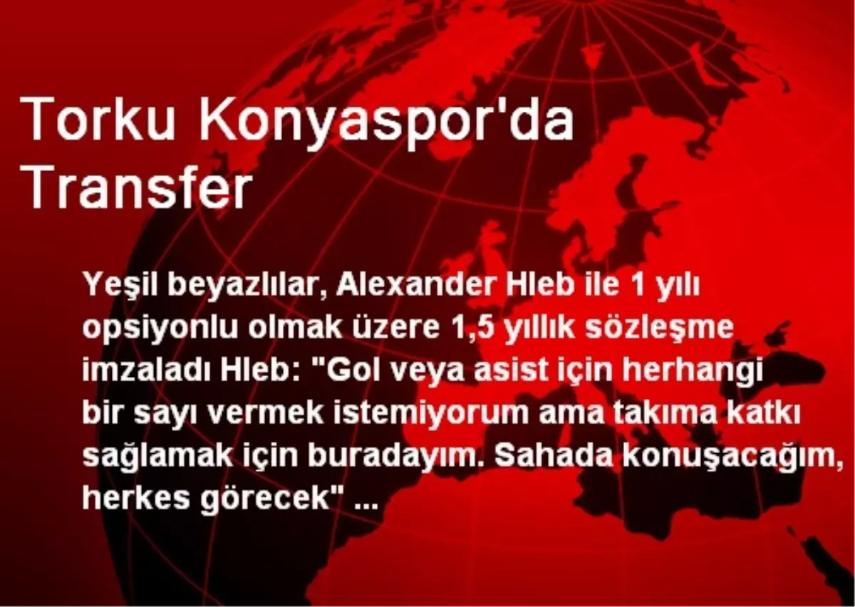 Torku Konyaspor Alexander Hleb ile Anlaştı