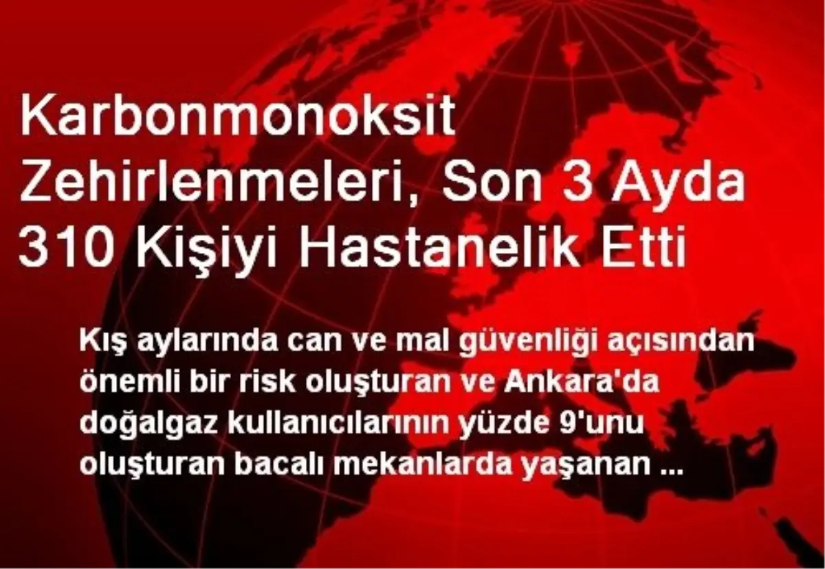 Karbonmonoksit Zehirlenmeleri, 310 Kişiyi Hastanelik Etti