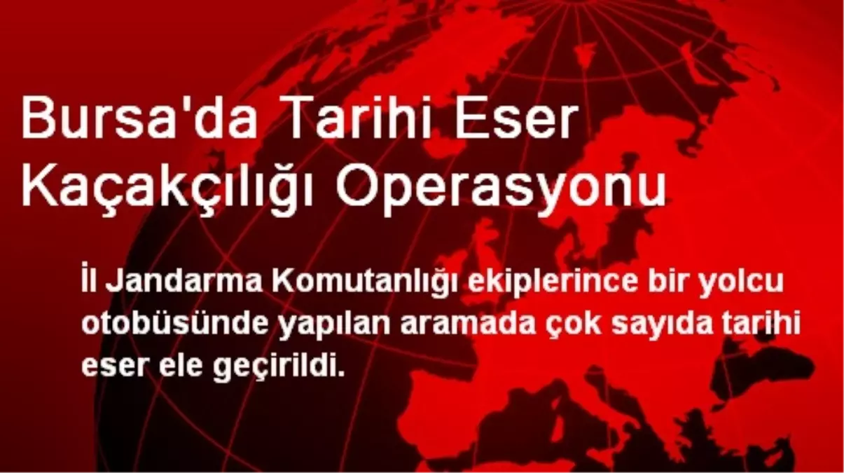 Bursa\'da 2 Kişi Tarihi Eser Kaçakçılığından Gözaltına Alındı