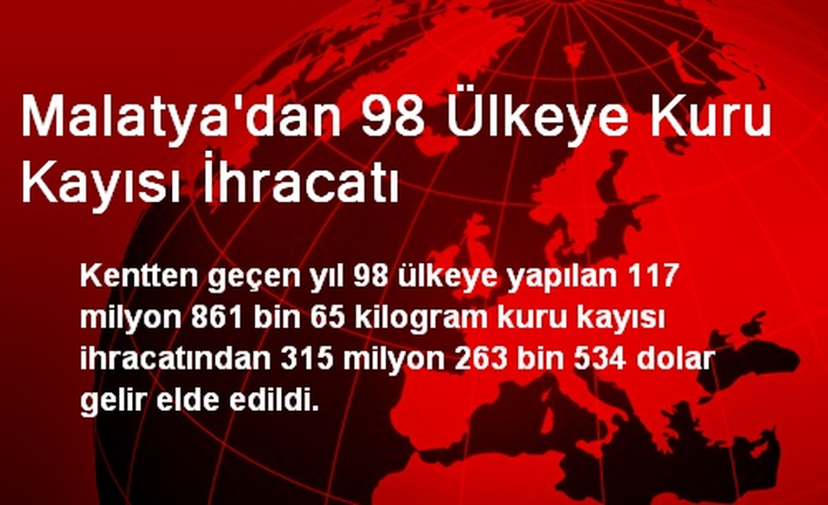 Malatya\'dan 98 Ülkeye Kuru Kayısı İhracatı