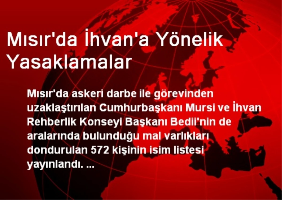 Mısır\'da İhvan\'a Yönelik Yasaklamalar