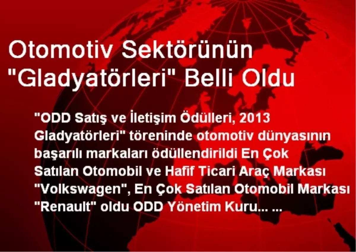 Otomotiv Sektörünün "Gladyatörleri" Belli Oldu