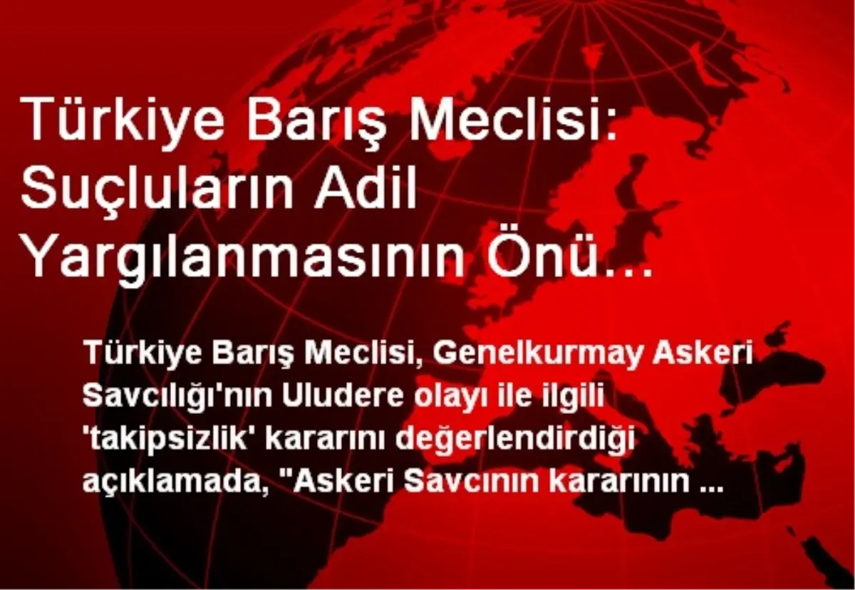 Türkiye Barış Meclisi: Suçluların Adil Yargılanmasının Önü Açılmalı