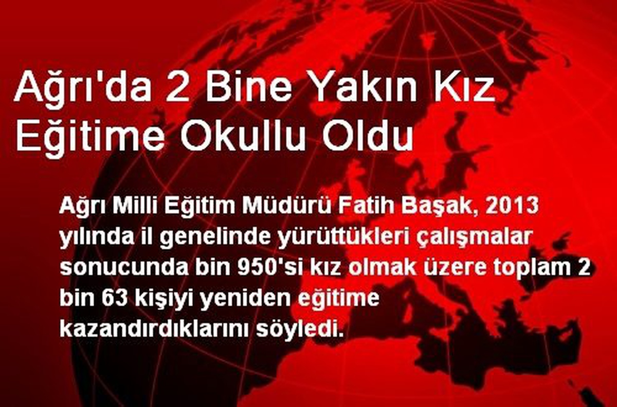 Ağrı\'da 2 Bine Yakın Kız Eğitime Okullu Oldu