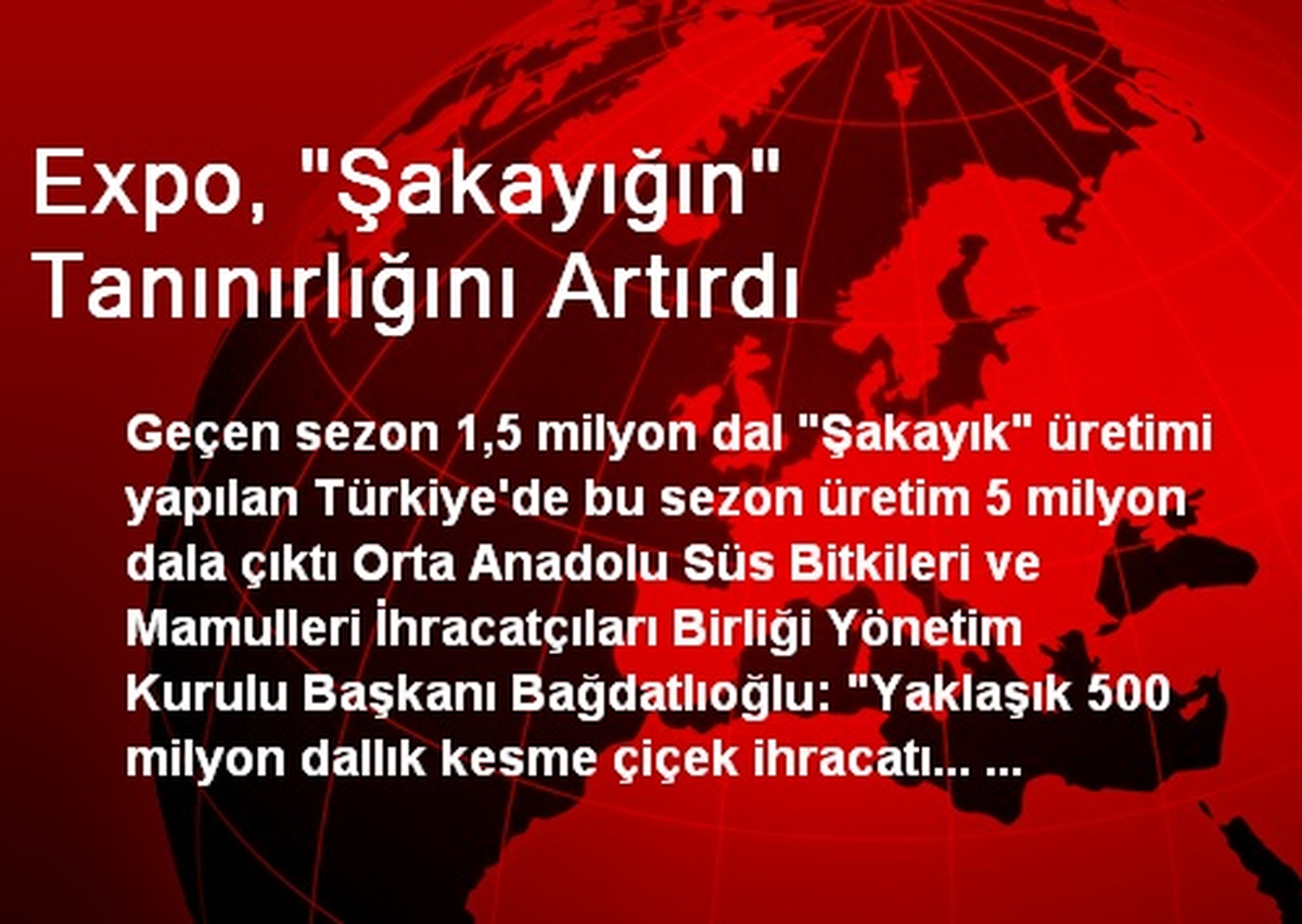 Expo, "Şakayığın" Tanınırlığını Artırdı