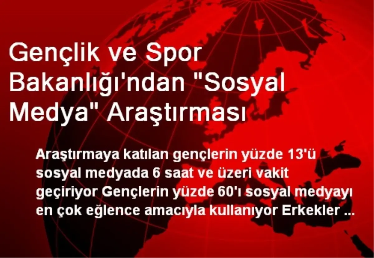 Gençlik ve Spor Bakanlığı\'ndan "Sosyal Medya" Araştırması