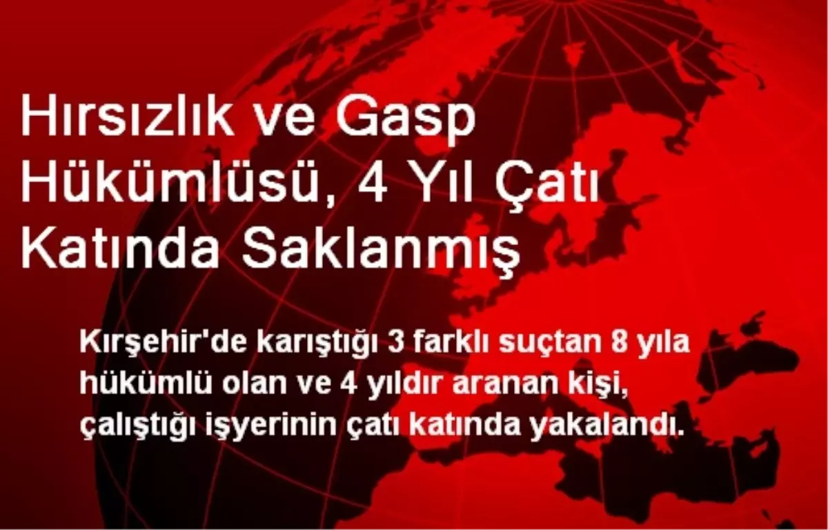 Hırsızlık ve Gasp Hükümlüsü, 4 Yıl Çatı Katında Saklanmış