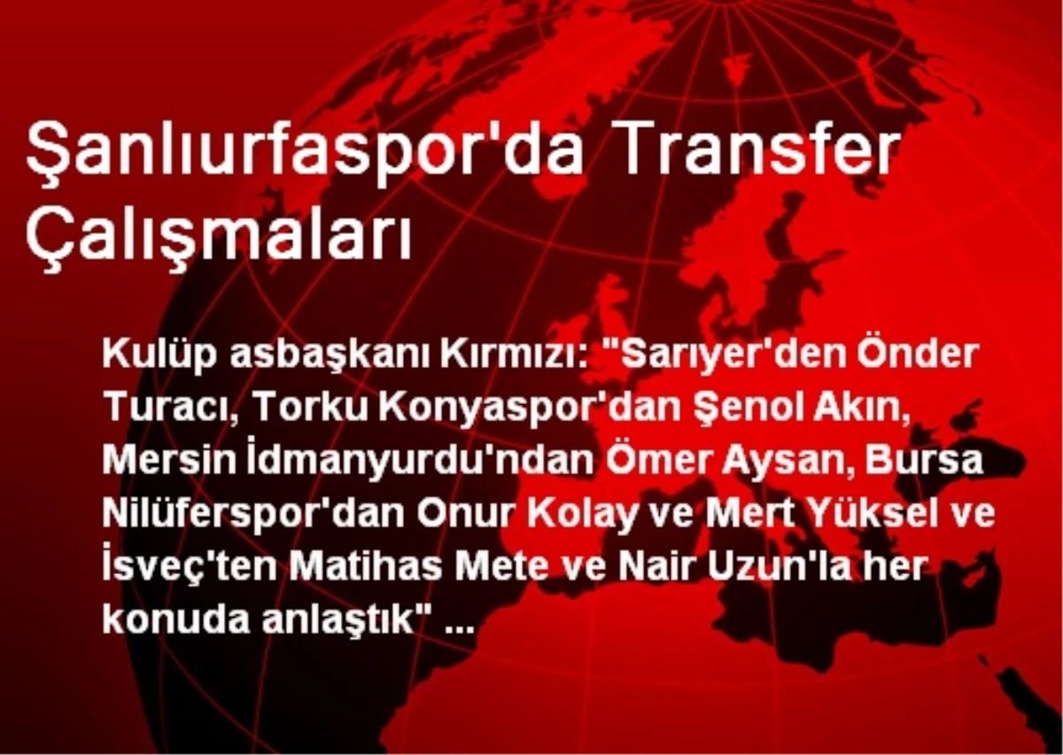 Şanlıurfaspor\'da Transfer Çalışmaları