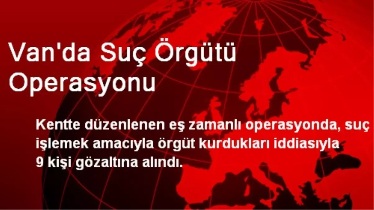 Van\'da Suç Örgütü Operasyonu: 9 Gözaltı