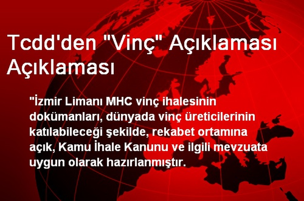 Tcdd\'den "Vinç" Açıklaması Açıklaması