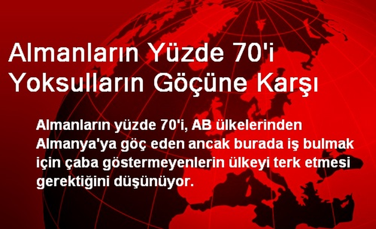 Almanların Yüzde 70\'i Yoksulların Göçüne Karşı