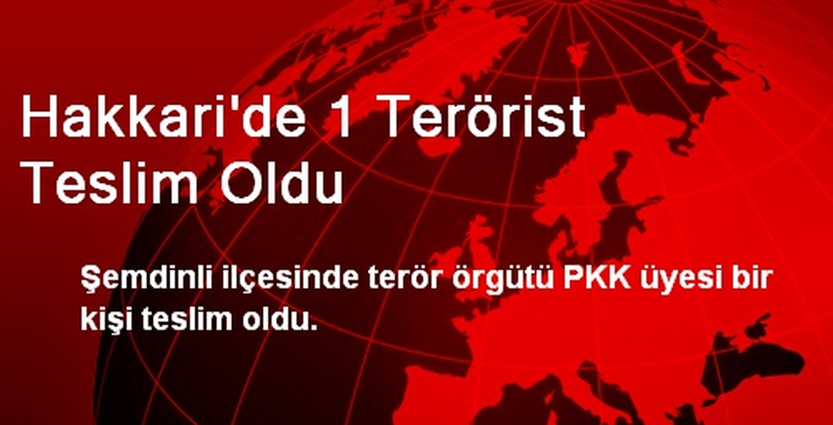 Hakkari\'de 1 Terörist Teslim Oldu