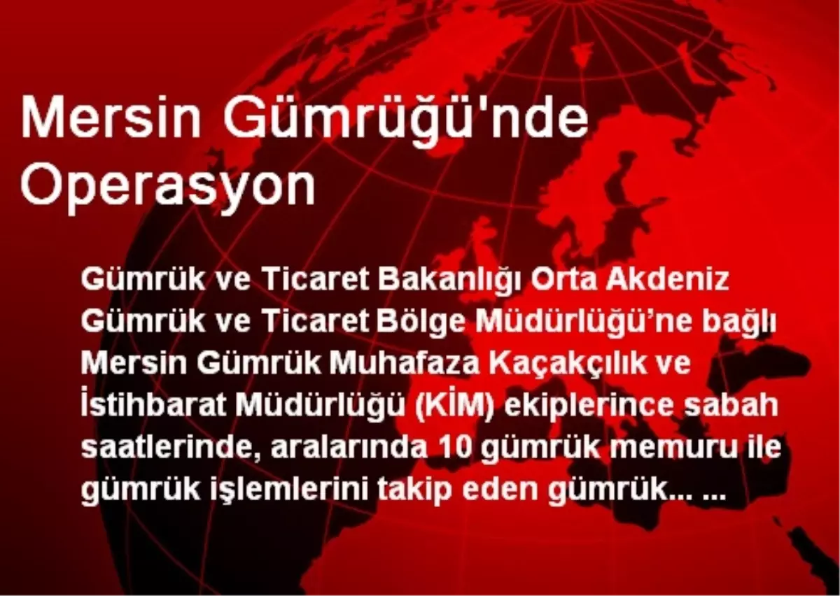 Mersin Gümrüğü\'nde Operasyon