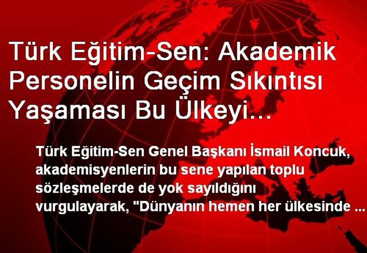Türk Eğitim-Sen: Akademik Personelin Geçim Sıkıntısı Yaşaması Bu Ülkeyi Yönetenlerin Ayıbı