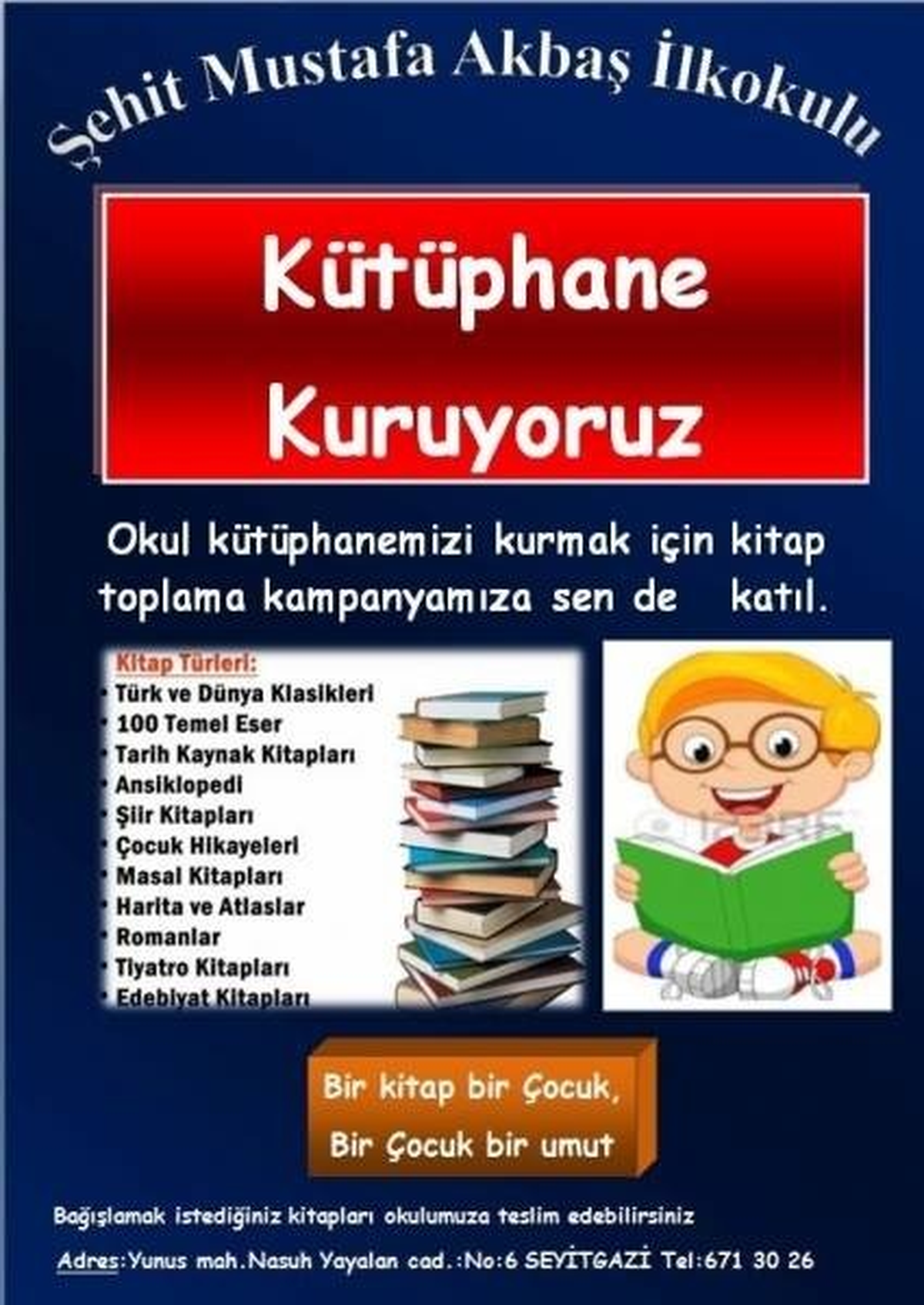 Seyitgazi\'de Okul Kütüphanesi İçin Kitap Toplanıyor