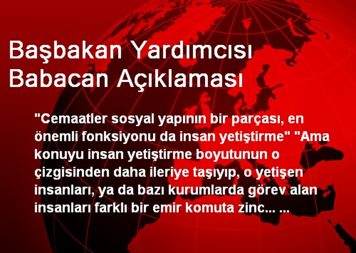 Başbakan Yardımcısı Babacan Açıklaması