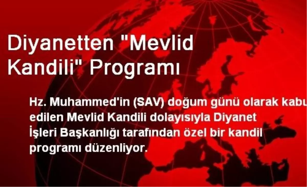 Diyanetten "Mevlid Kandili" Programı