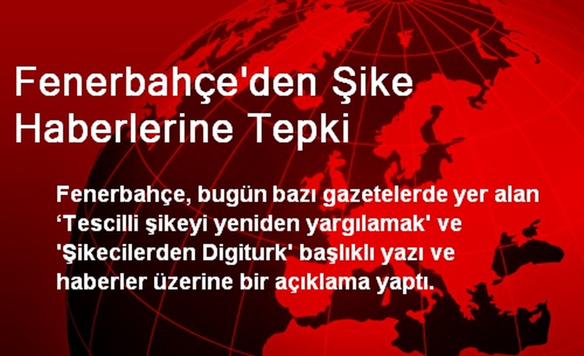 Fenerbahçe\'den Şike Haberlerine Tepki